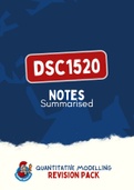 DSC1520 - Summary Notes (Quantitative Modelling) 2022