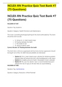 NCLEX-RN Practice Quiz Test Bank #7 (75 Questions And Answers) complete solution