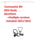 Community RN HESI Study Questions ~Multiple versions included~2021/2022