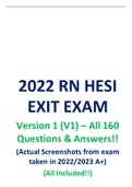 RN HESI EXIT EXAM Version 1 (V1) – All 160 Questions & Answers!! (All Included!!) (Actual Screenshots from exam taken in 2022/2023 A