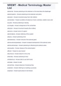 NREMT - Medical Terminology Master List(This is all 605 of the Utah Medical Terminology Master List as used in the CTE Medical Terminology course taught at South Sevier High School in Monroe, Utah.)