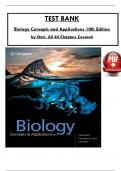 Biology Concepts and Applications 10th Edition by Starr - Test Bank, All 44 Chapters Covered, Verified Latest Edition