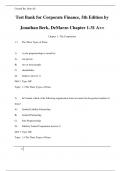 Test Bank for Corporate Finance, 5th Edition by  Jonathan Berk, DeMarzo Chapter 1-31 A++ 