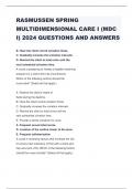 RASMUSSEN SPRING MULTIDIMENSIONAL CARE I (MDC I) 2024 QUESTIONS AND ANSWERS