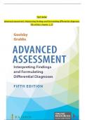 TEST BANK FOR ADVANCED ASSESSMENT: INTERPRETING FINDINGS AND FORMULATING DIFFERENTIAL DIAGNOSES 5th Edition by Goolsby