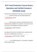 NYC Food Protection Course Exam | Questions and Verified Answers | 2024/2025 Guide