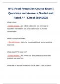 NYC Food Protection Course Exam | Questions and Answers Graded and Rated A+ | Latest 2024/2025