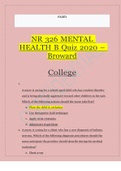 NR 326 MENTAL HEALTH B Quiz 2020 – Broward  College