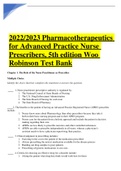 Pharmacotherapeutics for Advanced Practice Nurse Prescribers, 5th edition Woo Robinson Test Bank 2022/2023