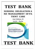 Test Bank for Nursing Delegation and Management of Patient Care 3rd Edition by Kathleen Motacki, All Chapters Covered, A+ guide.