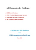 ATI COMPREHENSIVE PREDICTOR EXAM; LATEST 20 VERSIONS; 3500 VERIFIED Q & A