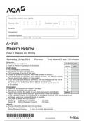 AQA A-level Modern Hebrew 7672/1  Paper 1 Reading and Writing question paper june 2024