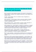 CA Ambulance Drivers Handbook Exam Questions and Answers