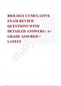 BIOLOGY CUMULATIVE EXAM REVIEW QUESTIONS WITH DETAILED ANSWERS | A+ GRADE ASSURED // LATEST