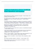 California Ambulance Driver Certificate Exam Questions and Answers