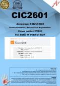 CIC2601 Assignment 6 QUIZ (COMPLETE ANSWERS) 2024 571660) - DUE 11 October 2024