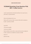 NURS660 Hematology Exam Questions With 100% Verified Answers