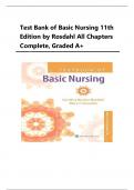 TEST BANK FOR Textbook of Basic Nursing 11th Edition by Caroline Bunker Rosdahl & Mary T. Kowalski , ISBN: 9781469894201 || Guide A+