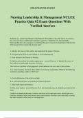 Nursing Leadership & Management NCLEX Practice Quiz #2 Exam Questions With Verified Answers