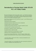 Introduction to Nursing Study Guide (EXAM #1) 1 of 3 Study Guides