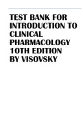 TEST BANK FOR INTRODUCTION TO CLINICAL PHARMACOLOGY 10TH EDITION BY VISOVSKY