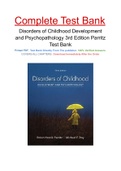 Disorders of Childhood Development and Psychopathology 3rd Edition Parritz Test Bank