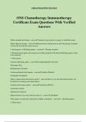 ONS Chemotherapy Immunotherapy Certificate Exam Questions With Verified Answers