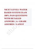 NICET LEVEL1 WATER BASED SYSTEM EXAM 100% PASS QUESTIONS WITH DETAILED ANSWERS | A+ GRADE ASSURED // LATEST