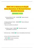 GSEC 401.2 Defense-In-Depth  Exam Questions & Revised Correct  Detailed Answers  GRADED PASS 