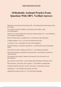 Orthodontic Assistant Practice Exam Questions With 100% Verified Answers