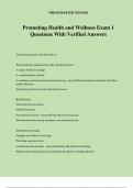 Promoting Health and Wellness Exam 1 Questions With Verified Answers