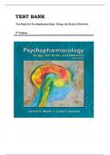 TEST BANK FOR Psychopharmacology: Drugs, the Brain, and Behavior 3rd Edition by Jerrold S. Meyer & Linda F. Quenzer , ISBN: 9781605355559 || Guide A+