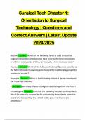 Surgical Tech Chapter 1: Orientation to Surgical Technology | Questions and Correct Answers | Latest Update 2024/2025