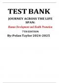 TEST BANK- Journey Across the Life Span: Human Development and Health Promotion( Elaine U. Polan and Daphne R. Taylor)7th Edition