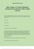 Quiz: Chapter 15 Critical Thinking in Nursing Practice Questions With Verified Answers