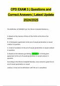 CPD EXAM 3 | Questions and Correct Answers | Latest Update 2024/2025