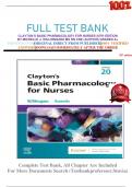 FULL TEST BANK CLAYTON’S BASIC PHARMACOLOGY FOR NURSES 20TH EDITION BY MICHELLE J. WILLIHNGANZ MS RN CNE (AUTHOR) GRADED A+      