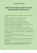 RHIT EXAM STUDY GUIDE (SAYLES) Questions With Verified Answers.