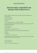 REMAR NURSE ASSESSMENT 100 Questions With Verified Answers.