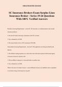 SC Insurance Brokers Exam Surplus Lines Insurance Broker - Series 19-26 Questions With 100% Verified Answers