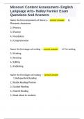 Missouri Content Assessment- English Language Arts- Hailey Farmer Exam Questions And Answers 