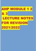 AHP MODULE 1 2 & 3 LECTURE NOTES FOR REVISION 2021/2022