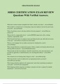 SHRM CERTIFICATION EXAM REVIEW Questions With Verified Answers.