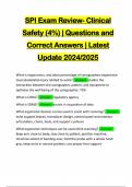 SPI Exam Review- Clinical Safety (4%) | Questions and Correct Answers | Latest Update 2024/2025