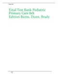 Final Test Bank Pediatric Primary Care 6th Edition Burns, Dunn, Brady