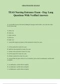 TEAS Nursing Entrance Exam - Eng. Lang Questions With Verified Answers