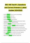 BIO 168 Test #1 | Questions and Correct Answers | Latest Update 2024/2025