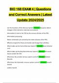 BIO 168 EXAM 4 | Questions and Correct Answers | Latest Update 2024/2025