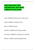 ISEE PRACTICE TEST VOCABULARY 2024 WITH COMPLETE SOLUTION