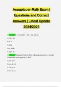 Accuplacer-Math Exam | Questions and Correct Answers | Latest Update 2024/2025